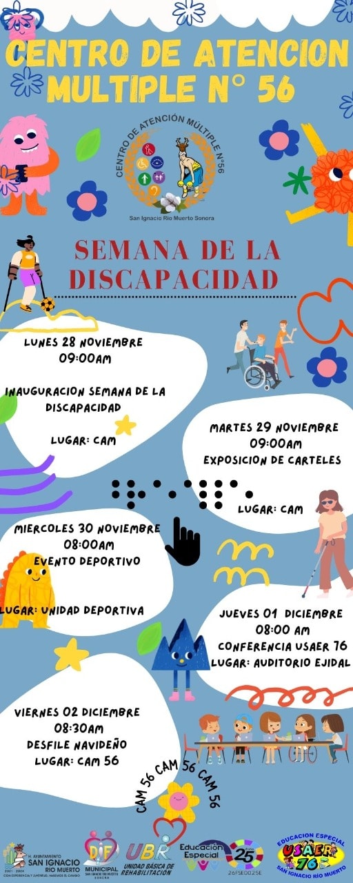 El Municipio de San Ignacio Río Muerto, DIF y UBR, en conjunto con CAM56 y USAER76,  inician emotivo evento en la”Semana de discapacidad” con la finalidad de concientizar a la sociedad en general.